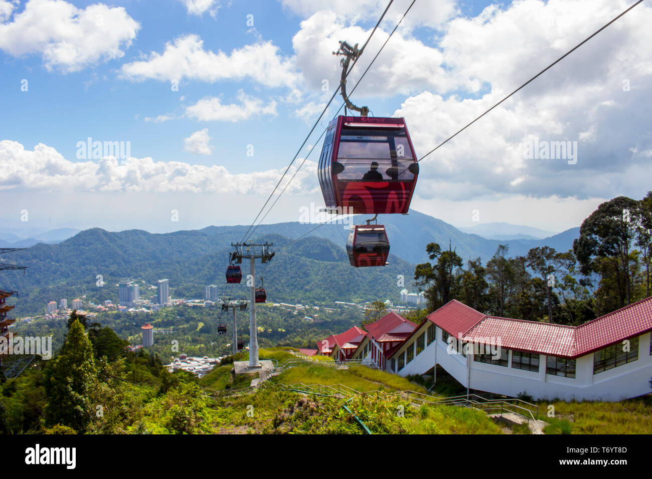 New cable car in Genting Highlands ferrying passengers in Malaysia. Stock Photo