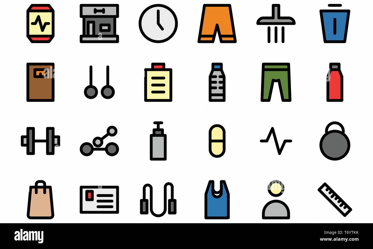 Fitness icon set vector illustration. Editable stroke and color Stock ...