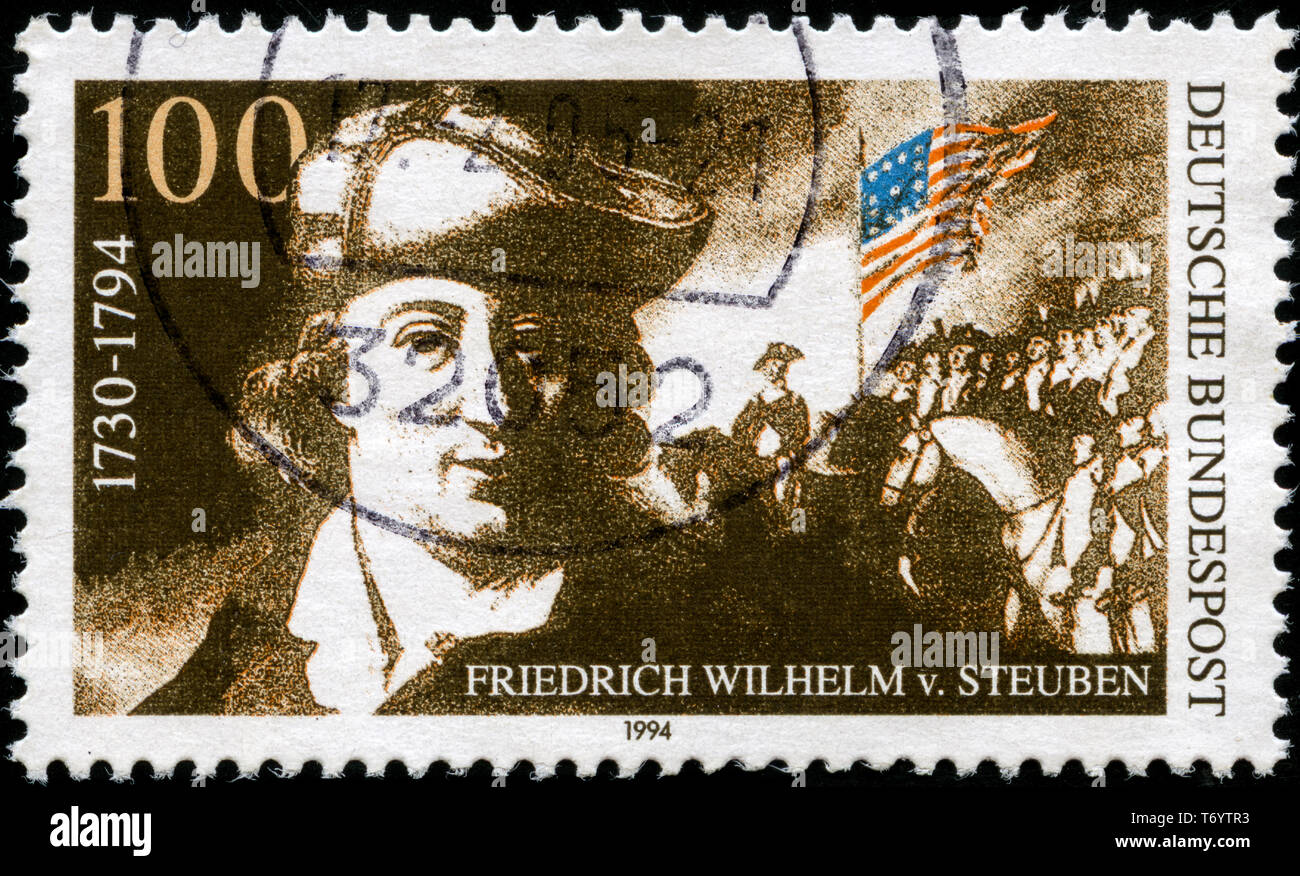 Postage stamp from the Federal Republic of Germany in the Steuben, Friedrich Wilhelm von (1730-1794)  series issued in 1994 Stock Photo