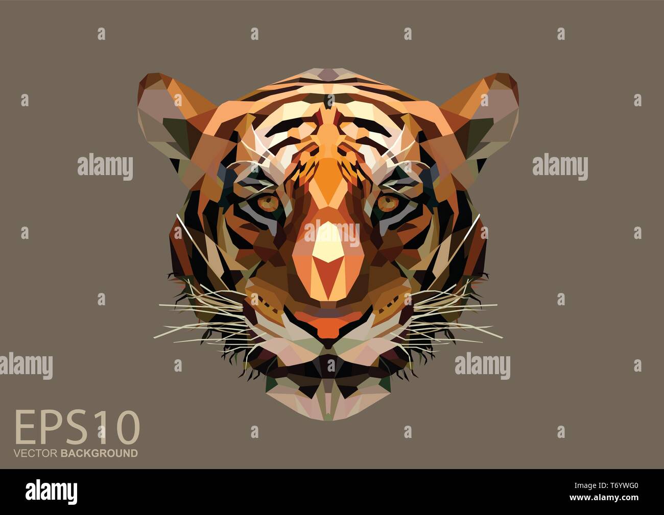 Low polygon tiger head pattern background. Illustration EPS 10. Stock Vector