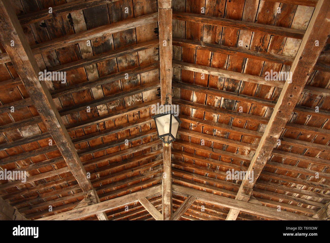 Roof, Lagrasse Abbey, Aude, France Stock Photo