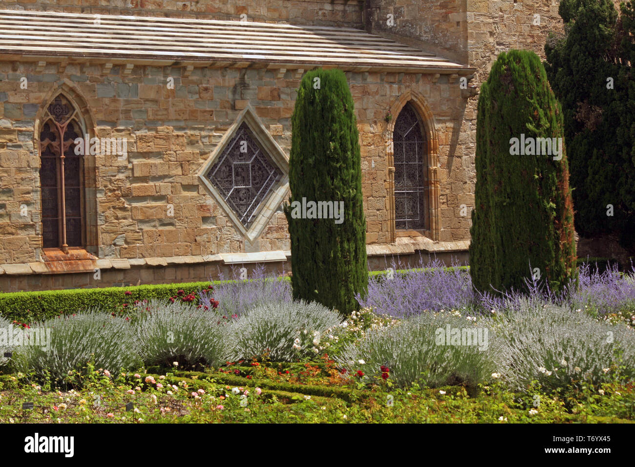 Monastery Garden, Abbey Lagrasse, Aude, France Stock Photo