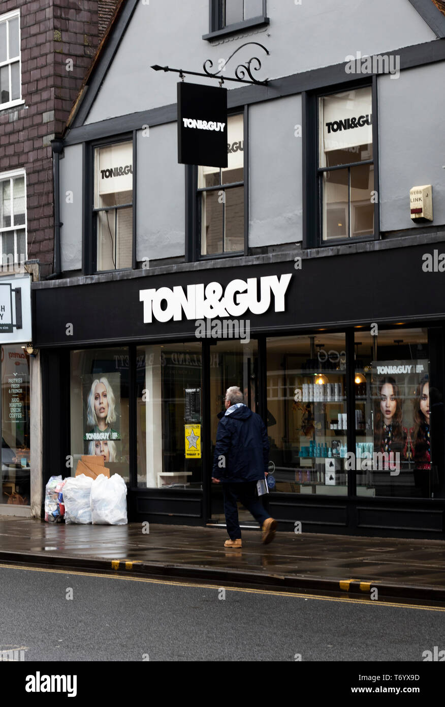 Toni and Guy unisex hairdressers, British international chain of hairdressing salons founded in the UK in 1963 Stock Photo