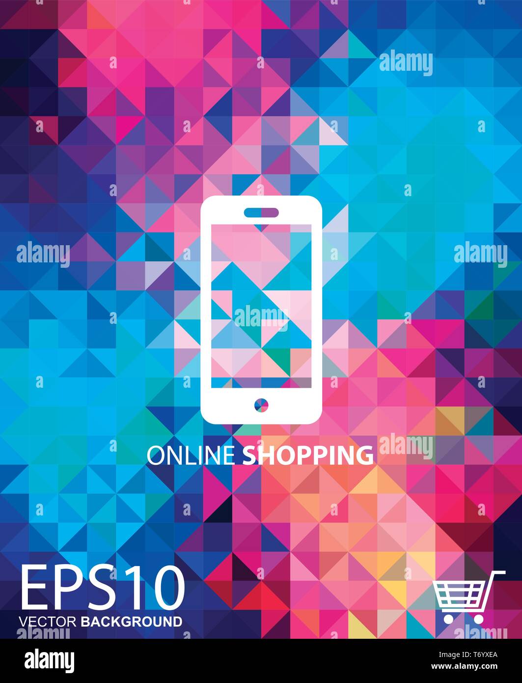 Mobile online shopping with colorful background Stock Vector