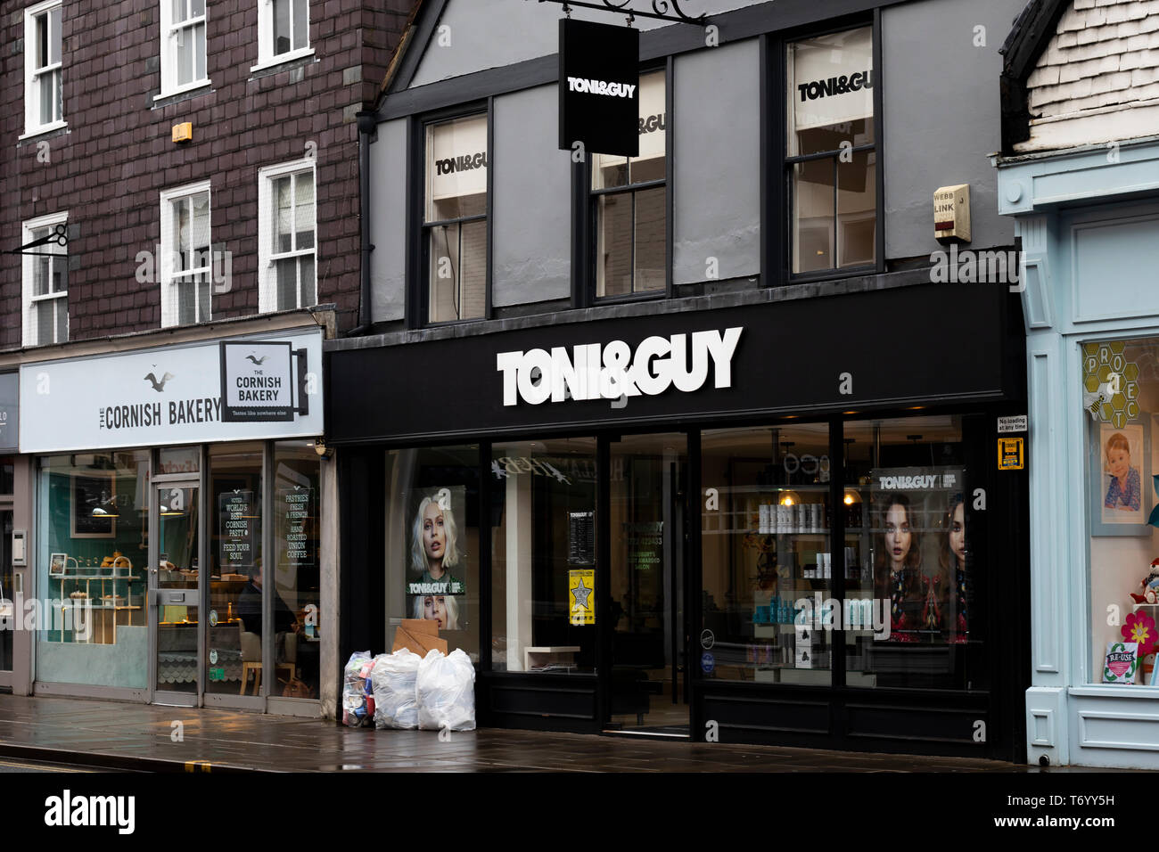 Toni and Guy unisex hairdressers, British international chain of hairdressing salons founded in the UK in 1963 Stock Photo