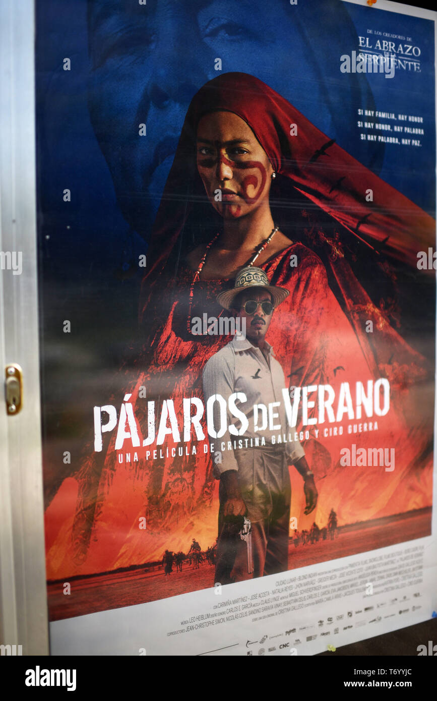 Poster for the Colombian movie Pajaros de Verano, Medellin, Colombia Stock Photo