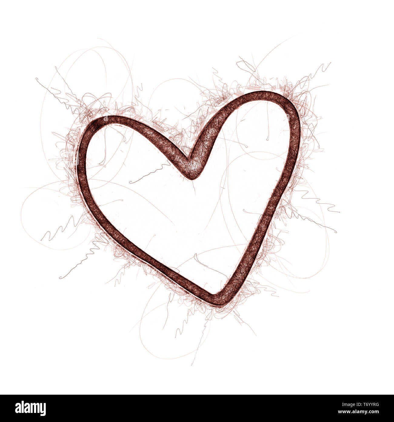 red heart shape ball pen doodle Stock Photo