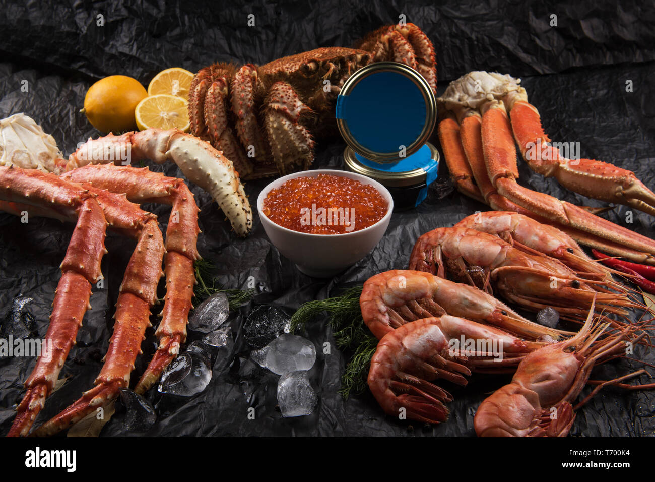 Set of fresh seafood Stock Photo Alamy
