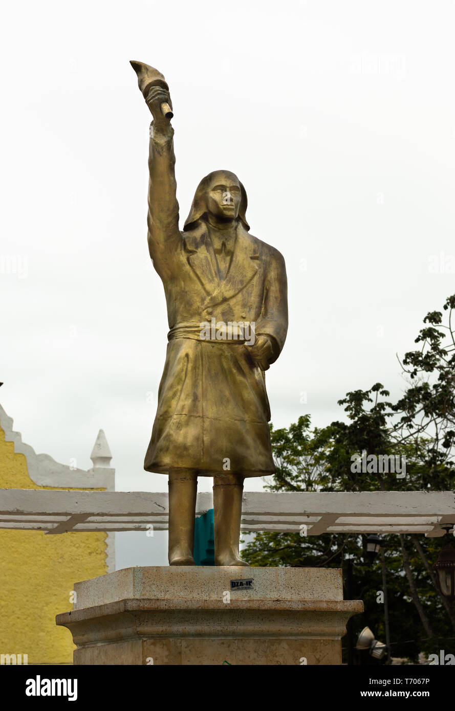 Miguel Hidalgo monument in Halacho, Yucatan. He was a Mexican Roman Catholic priest and a leader of the Mexican War of Independence. Stock Photo