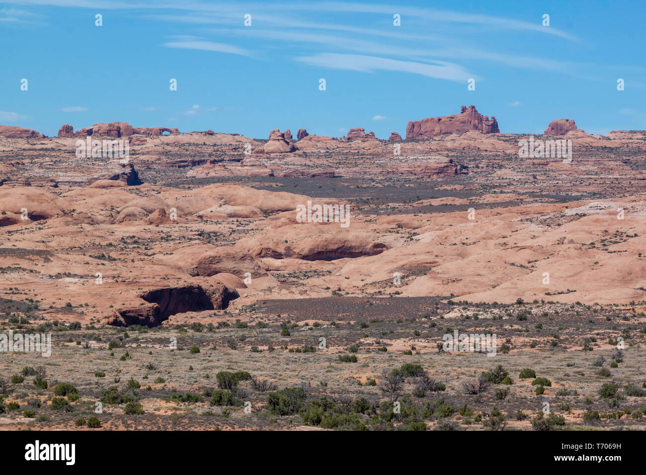 Rock formations in Arches National Park Stock Photo