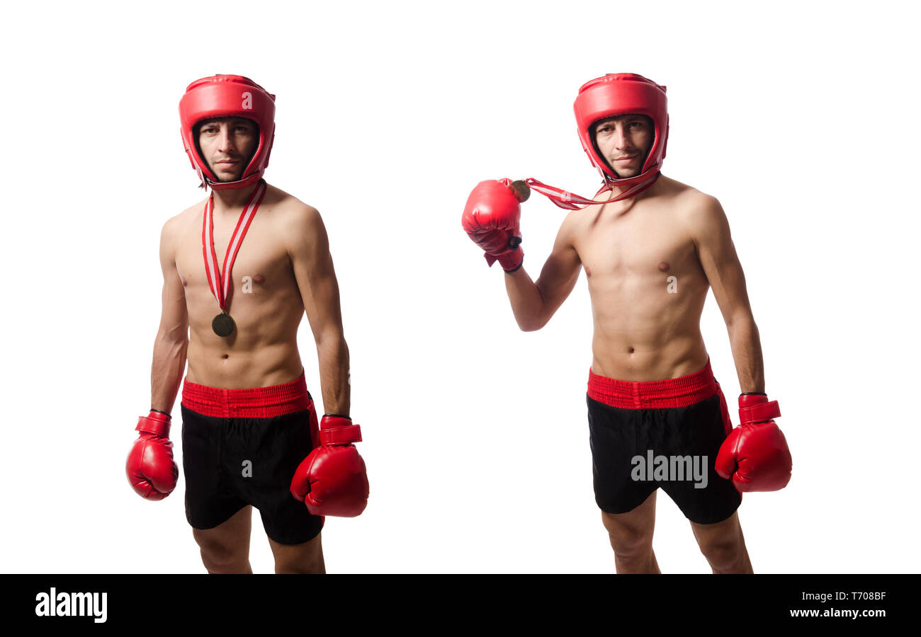 The funny boxer isolated on the white Stock Photo - Alamy