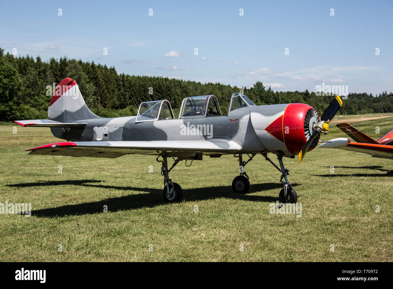 Propeller machine at sports airfield Wenden Stock Photo Alamy