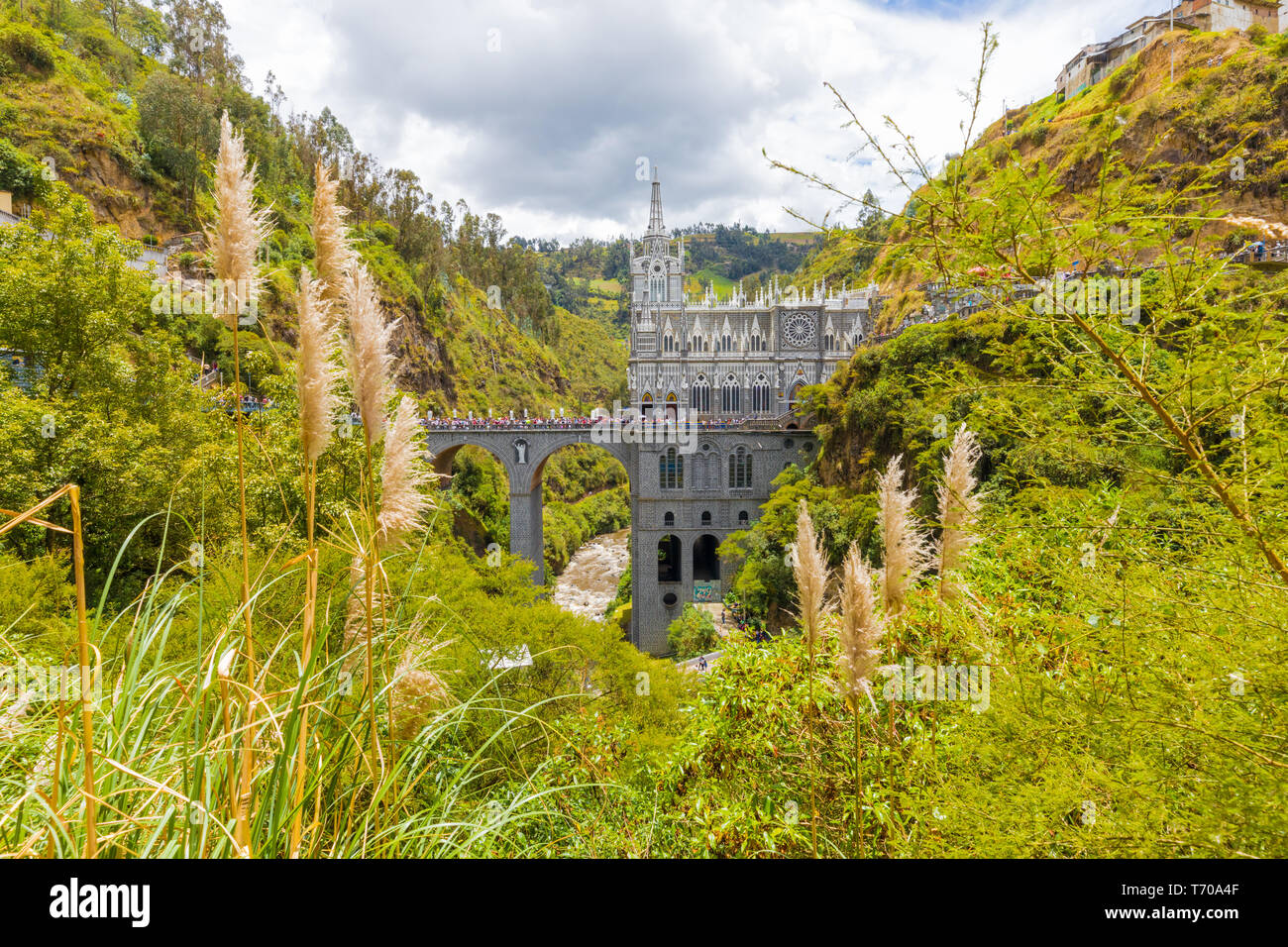 Sanctuary of Las Lajas panoramic of location Ipiales Stock Photo