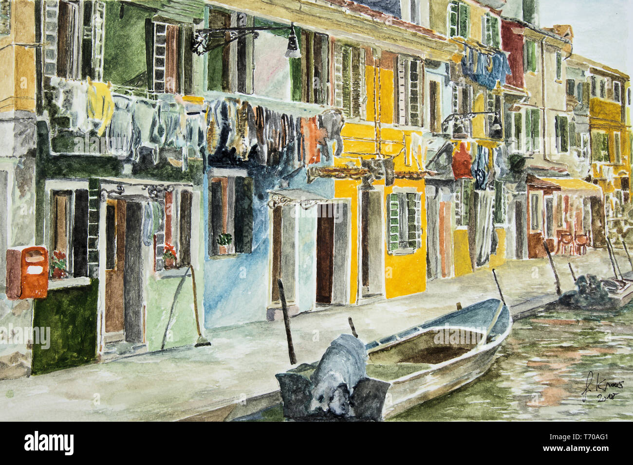 Venice, the colorful houses in Burano Stock Photo