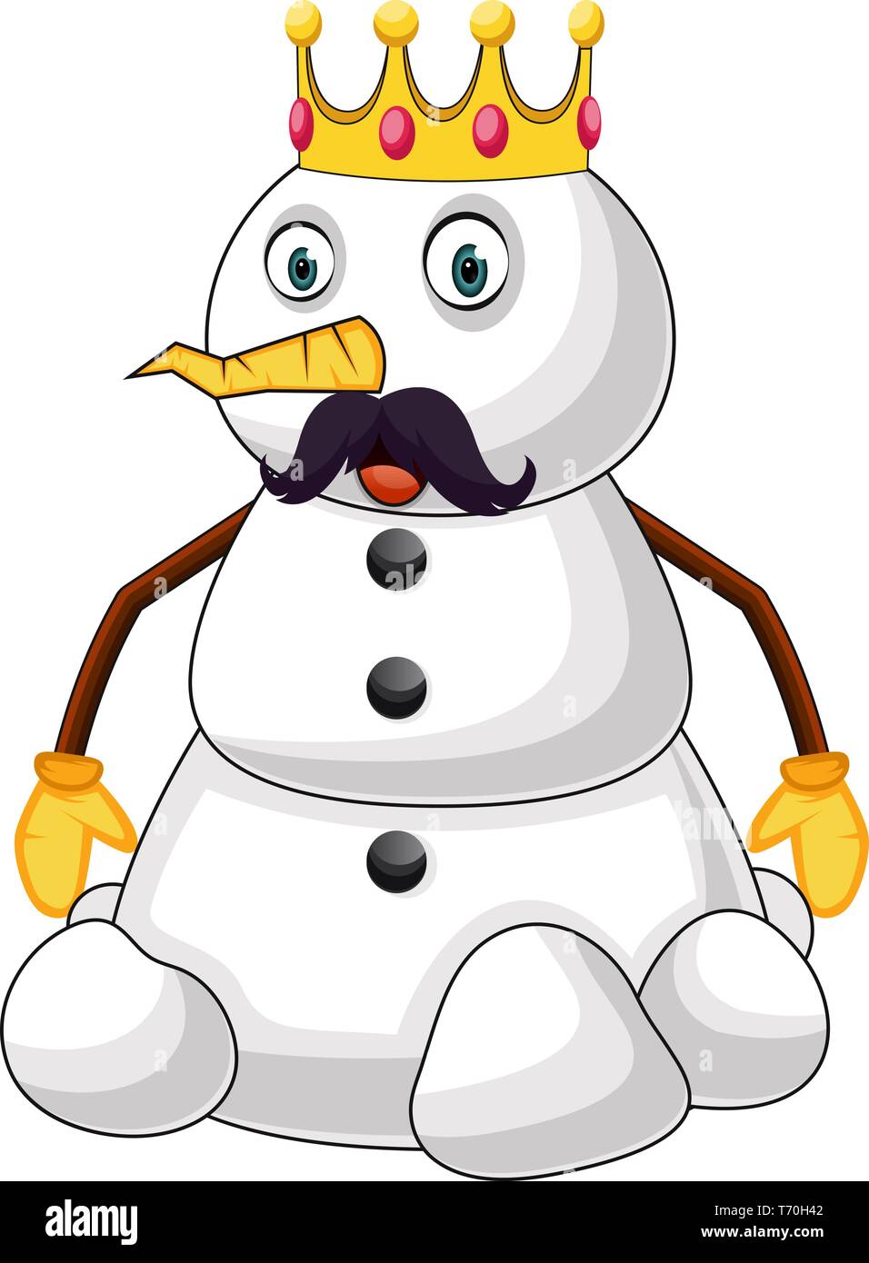Snowman the king illustration vector on white background Stock Vector