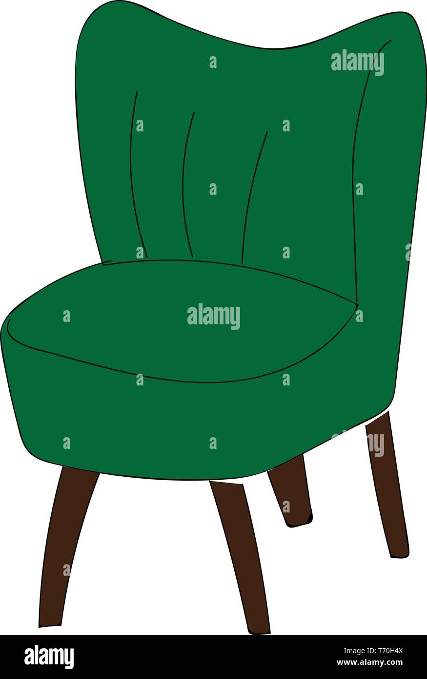 Green armchair with black legs illustration vector on white background