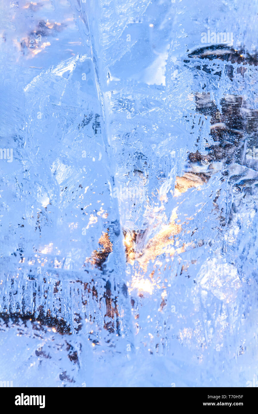 Ice background. Backlit with the sun Stock Photo