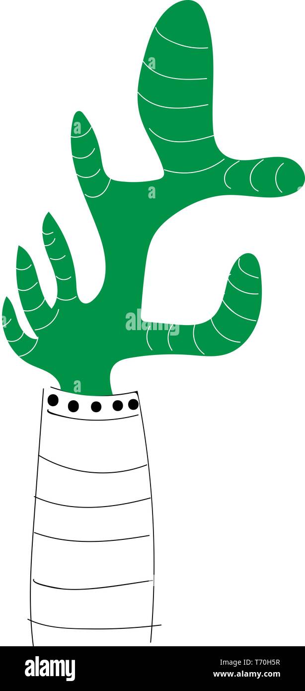 Green cactus in flower pot illustration vector on white background ...