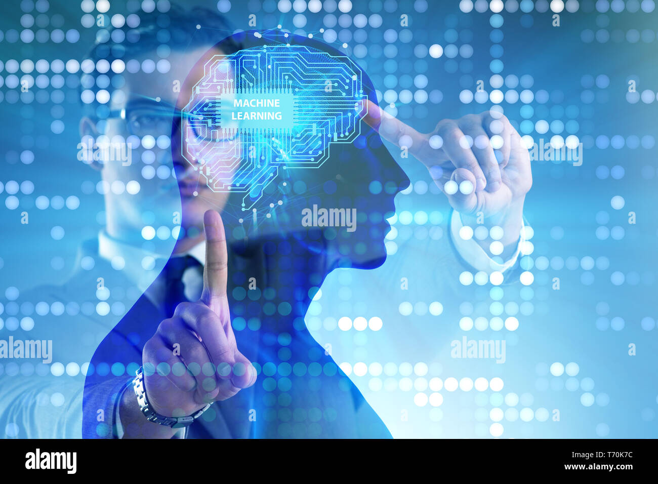 Machine learning concept as modern technology Stock Photo