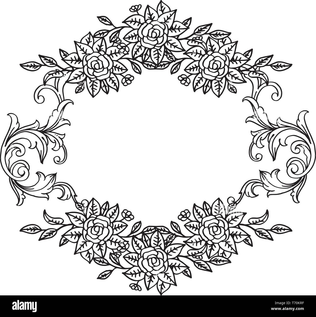 Vector illustration flower frame with beautiful decoration of hand ...
