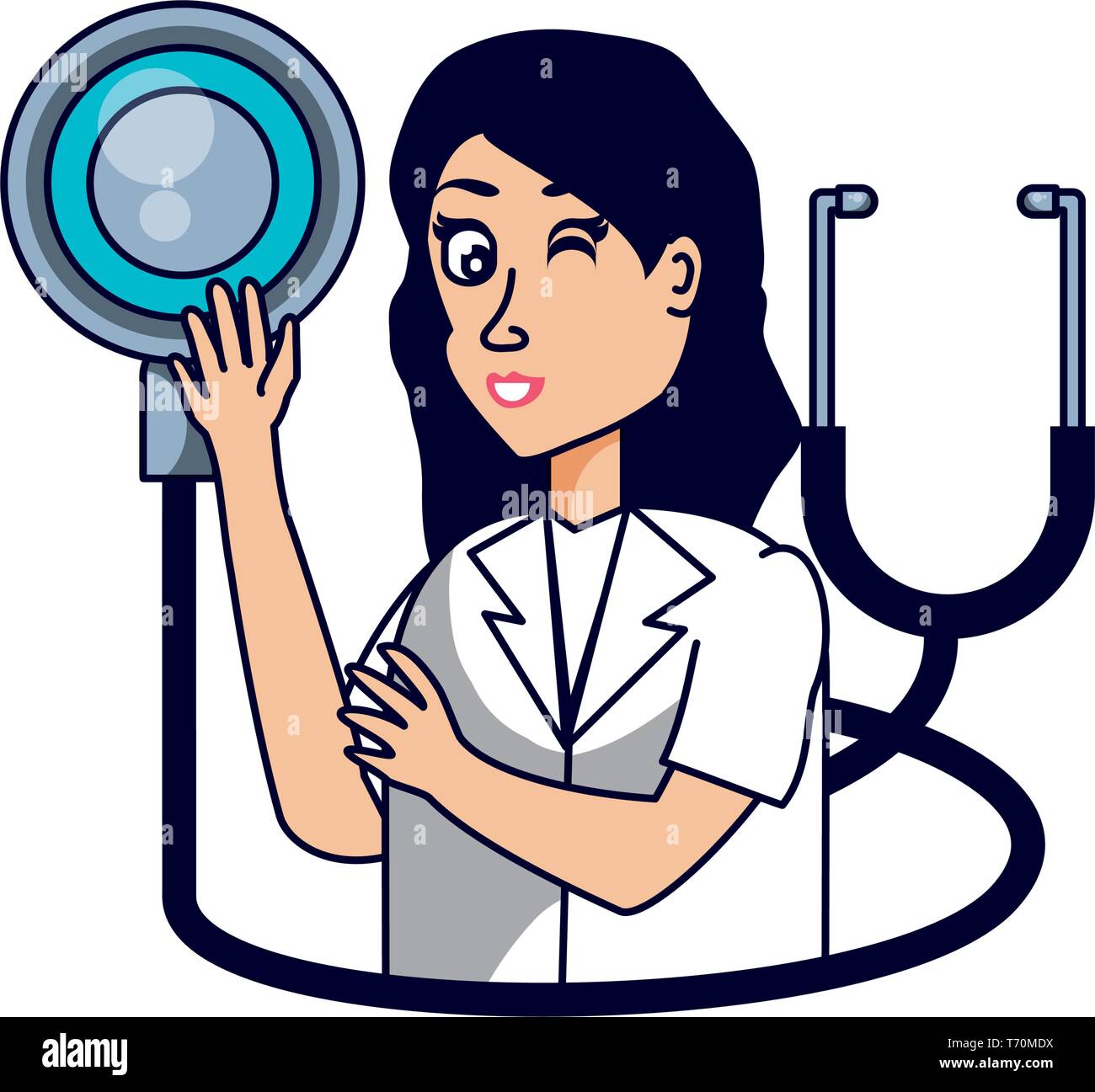 doctor female professional with stethoscope medical vector illustration ...