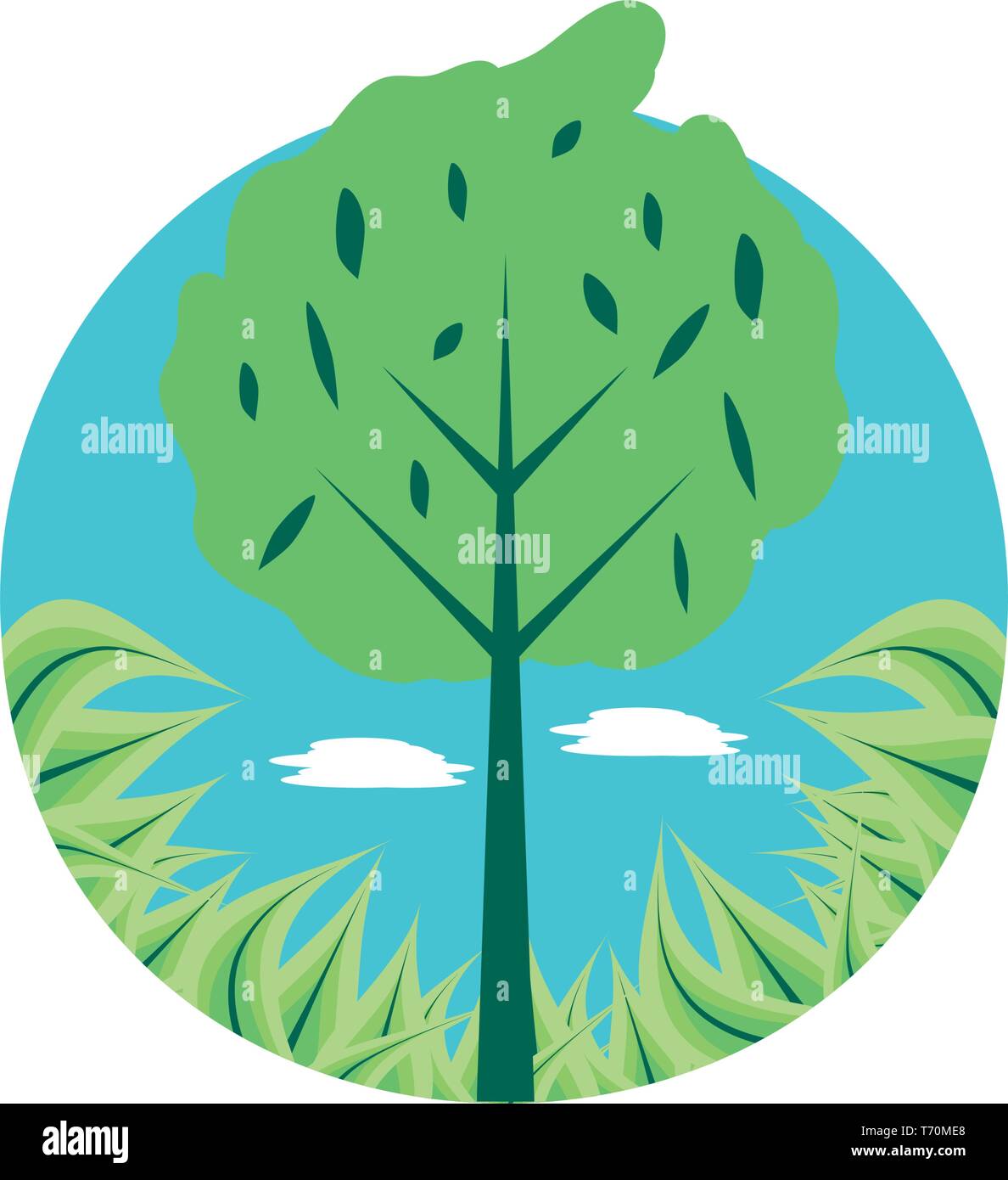 tree plant in frame circular vector illustration design Stock Vector ...
