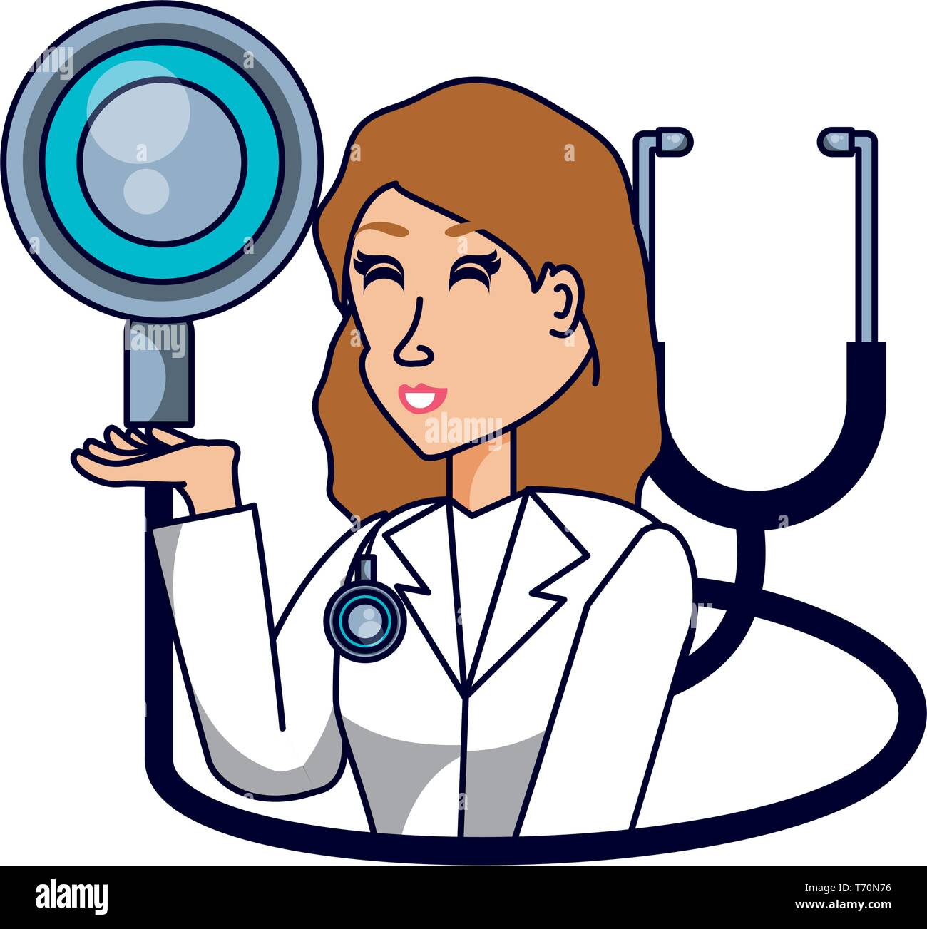 doctor female professional with stethoscope medical vector illustration ...