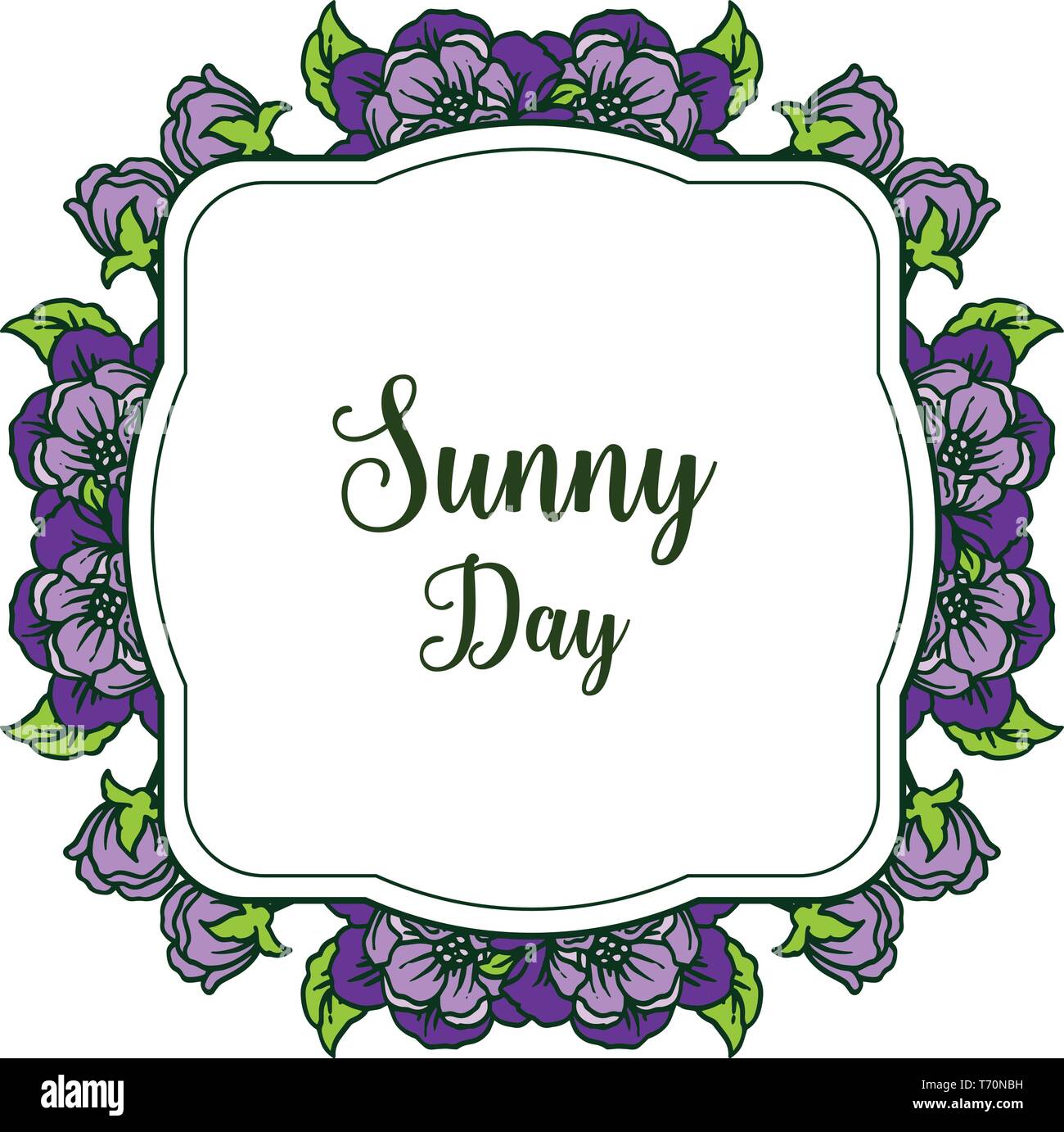 Vector illustration purple flower frame for invitation card sunny day ...