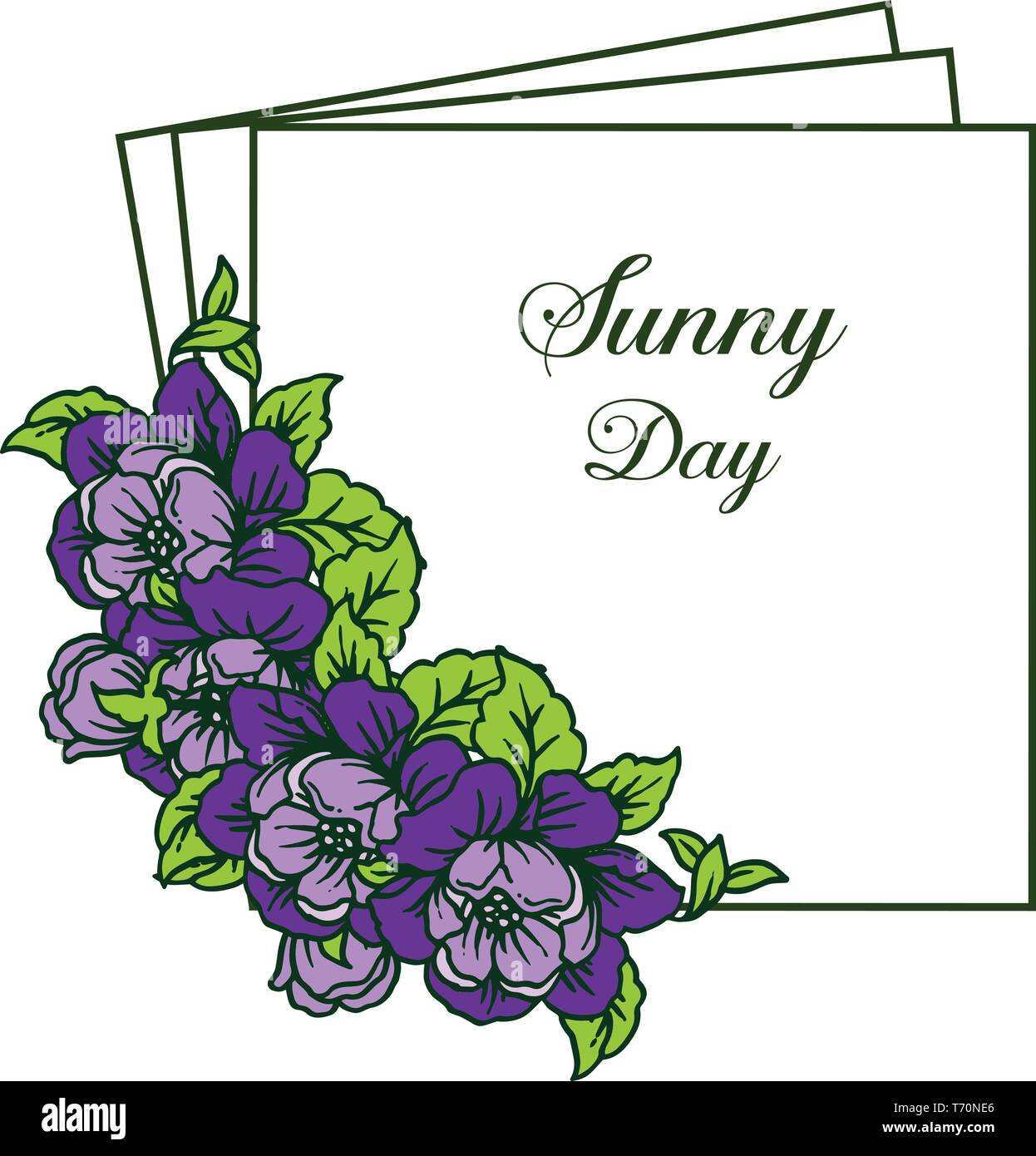 Vector illustration purple flower frame for invitation card sunny day ...