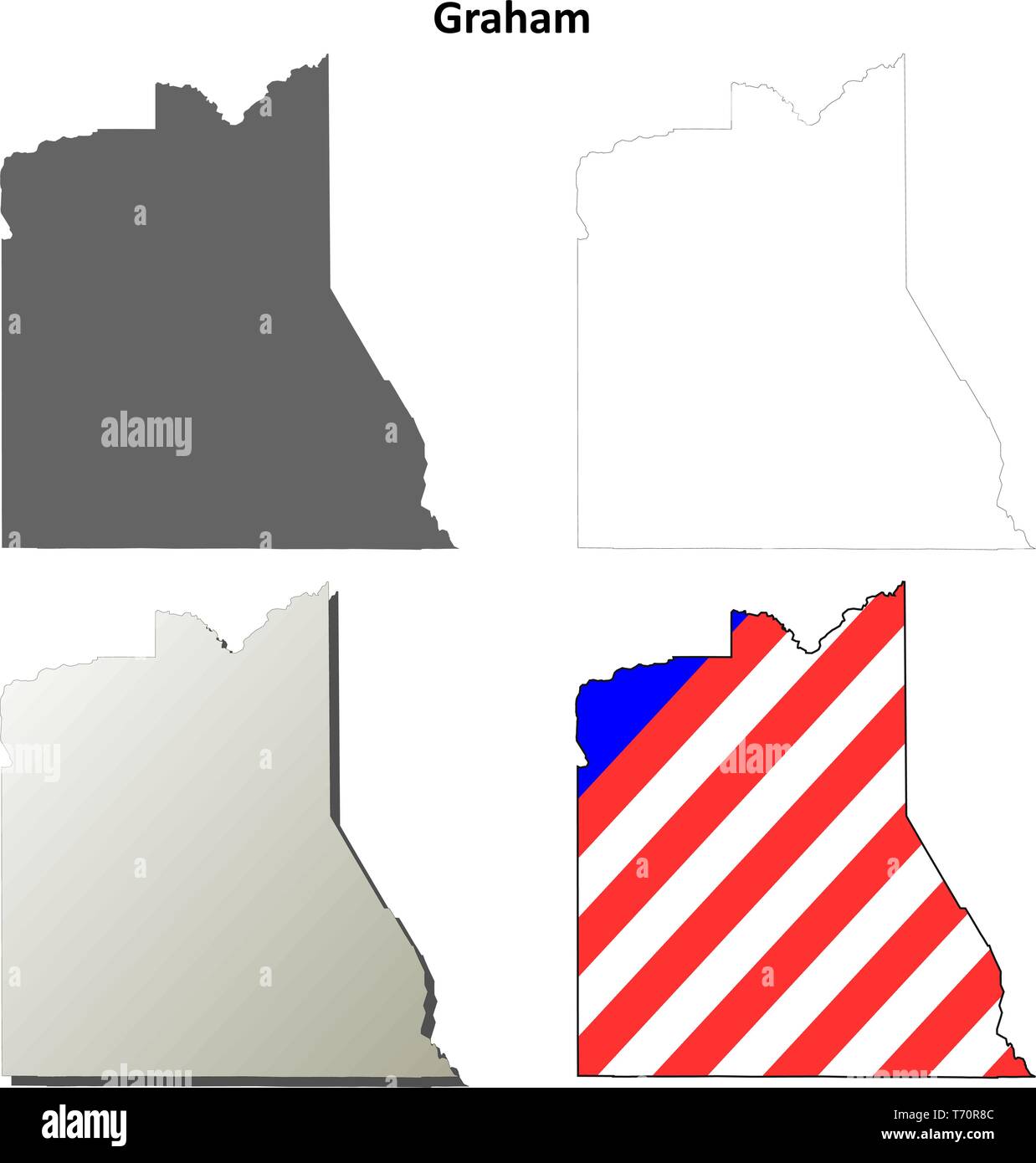 Graham County, Arizona outline map set Stock Vector