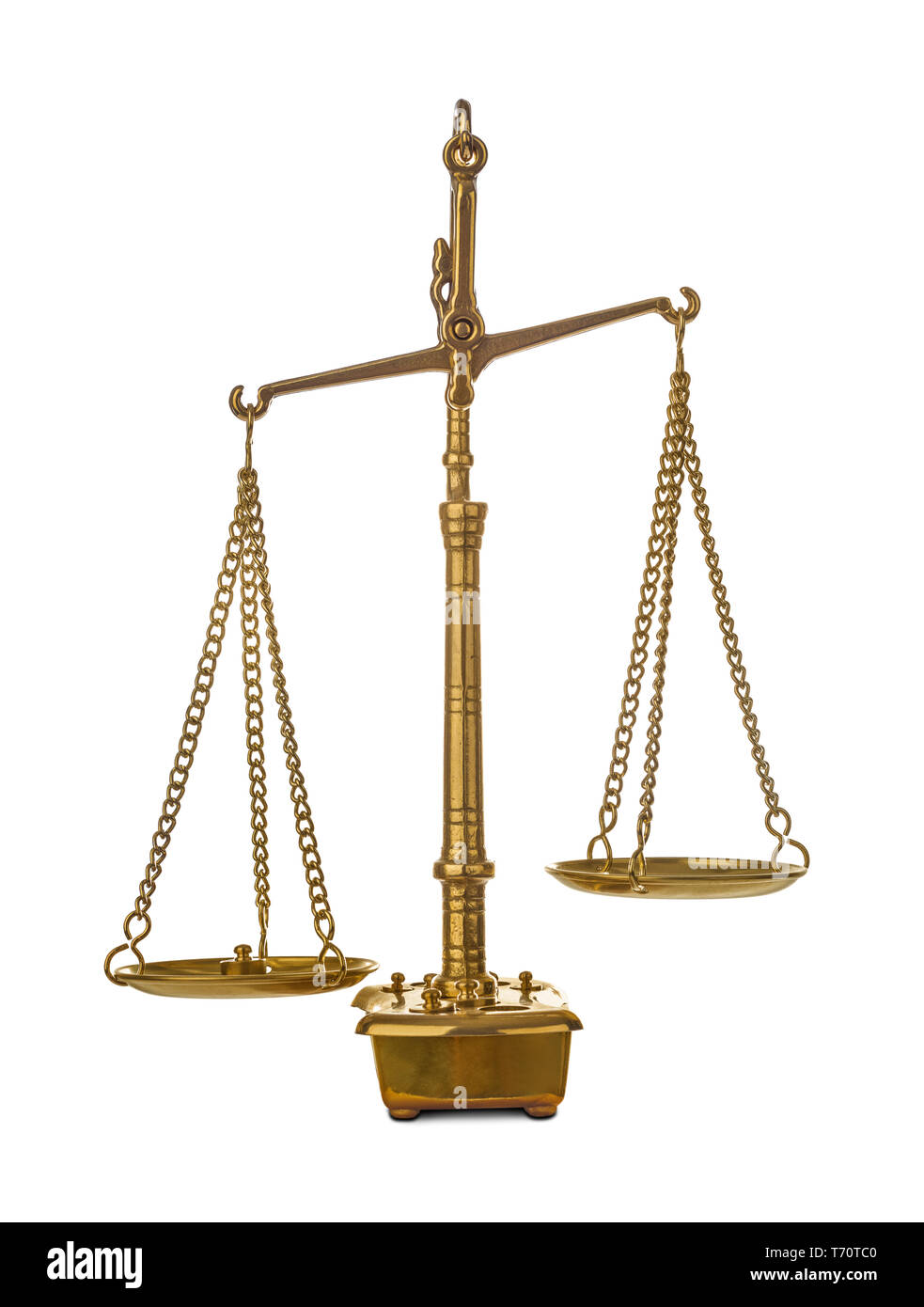 Golden weight balance scale Stock Photo Alamy