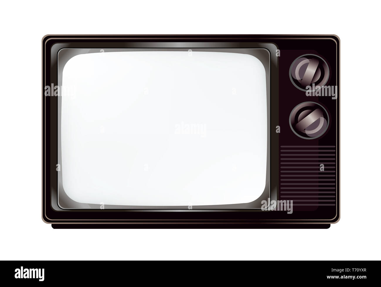 The isolated vintage television with empty screen mockup template Stock Photo