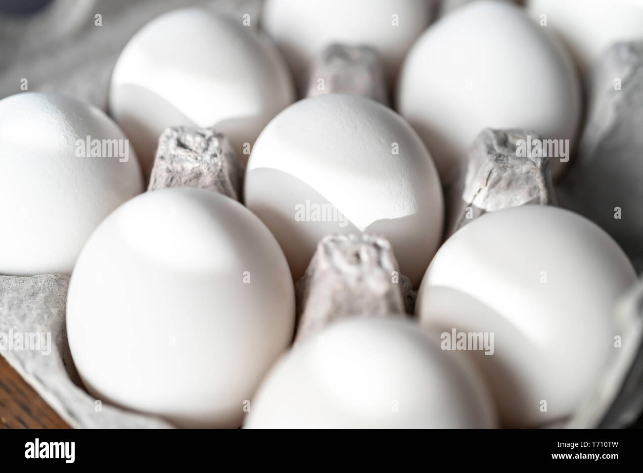 White Eggs in Crate in supermarket display Stock Photo Alamy