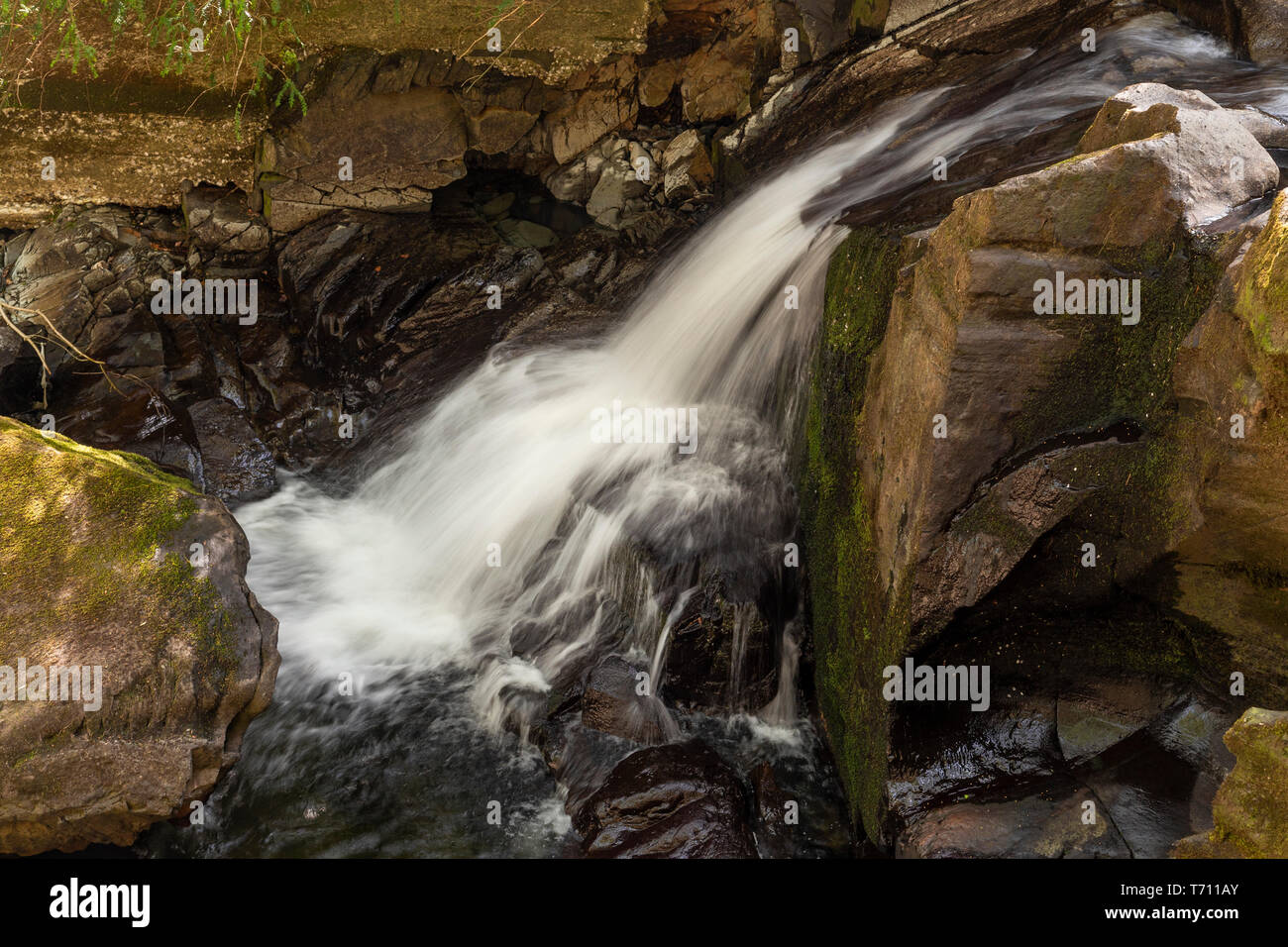 Fairy Falls waterfall at Trefriw, Snowdonia, North Wales Stock Photo