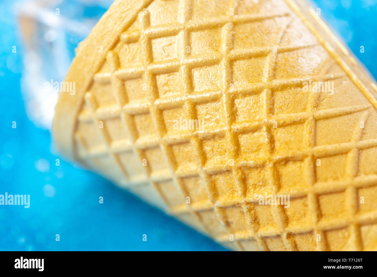 High detailed textures of a ice cone, macro shoot, place for text Stock Photo