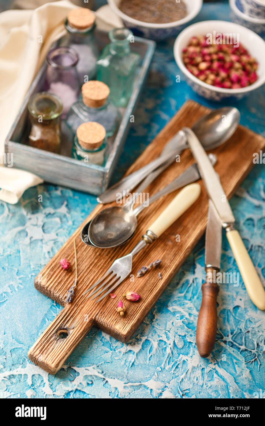 kitchen utensils and cutlery Stock Photo