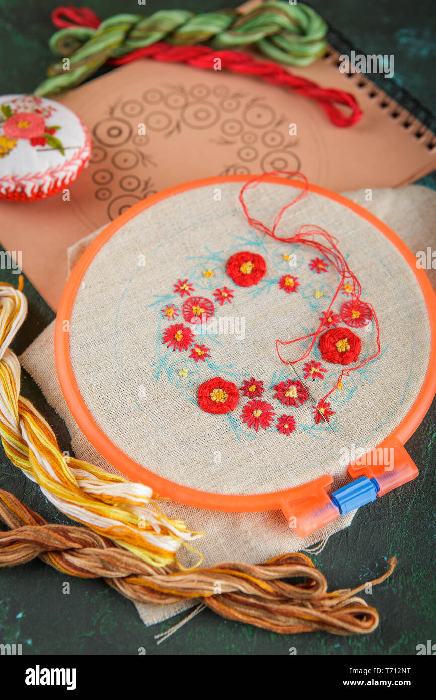Set for embroidery Stock Photo Alamy