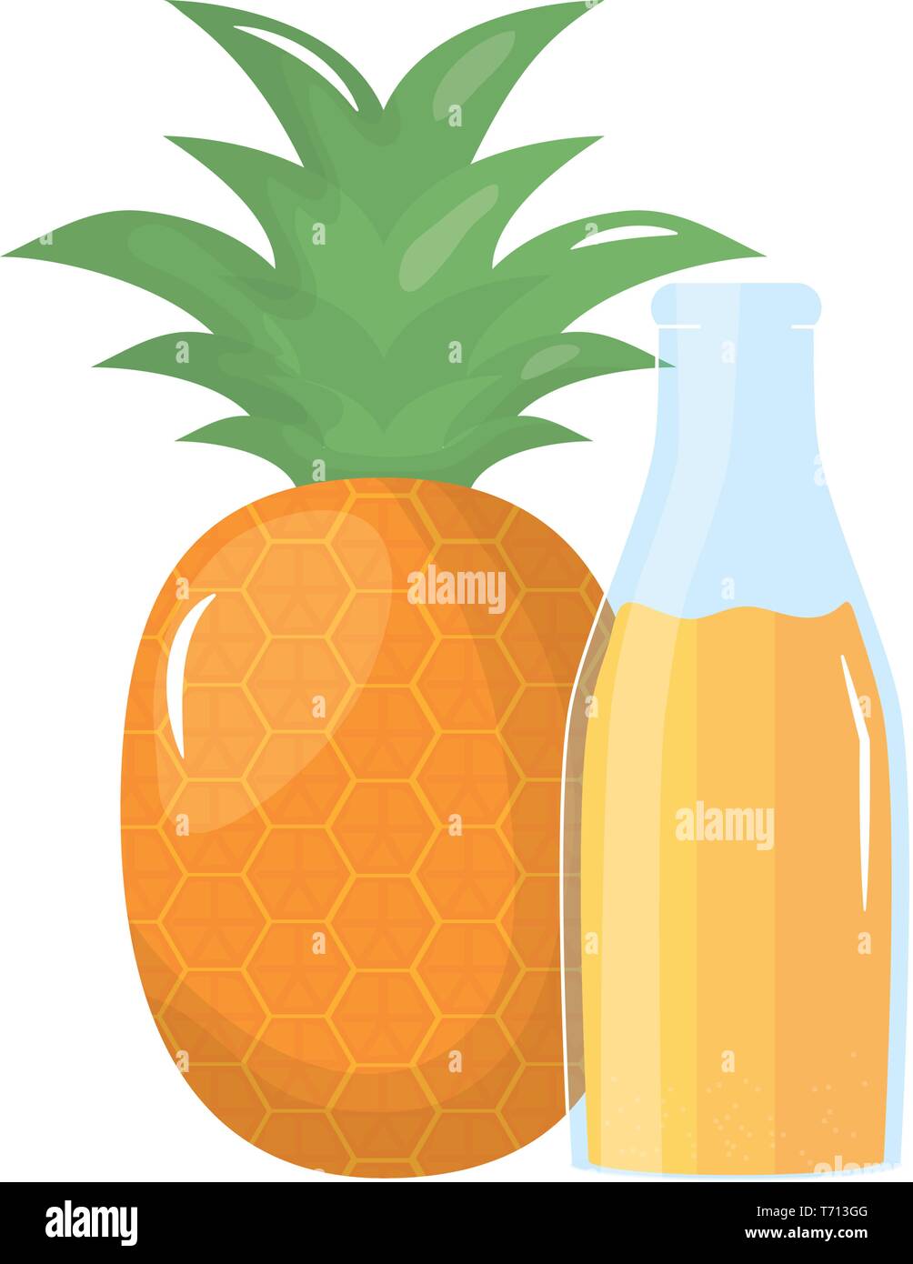 fresh pineapple juice fruit in botttle vector illustration design Stock Vector