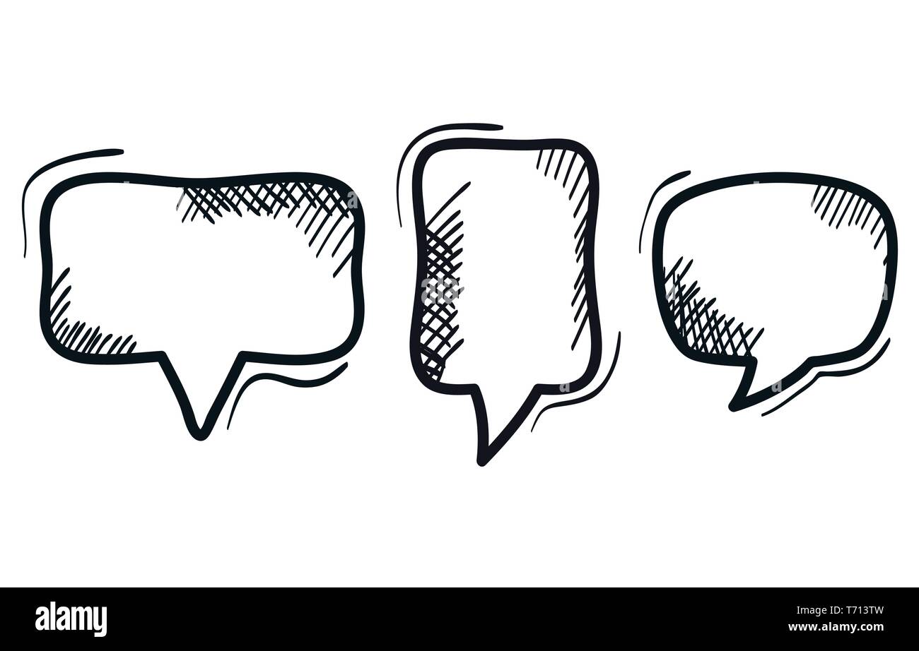 set of speech bubbles drawn vector illustration design Stock Vector ...