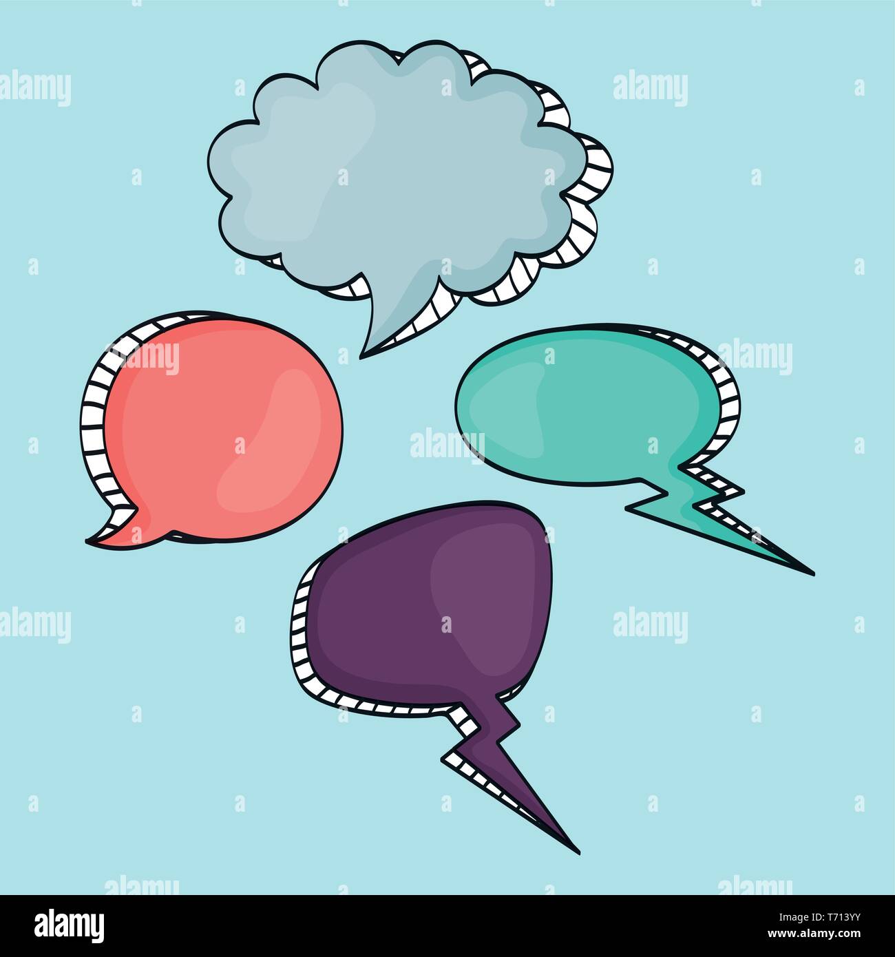 set of speech bubbles drawn vector illustration design Stock Vector ...