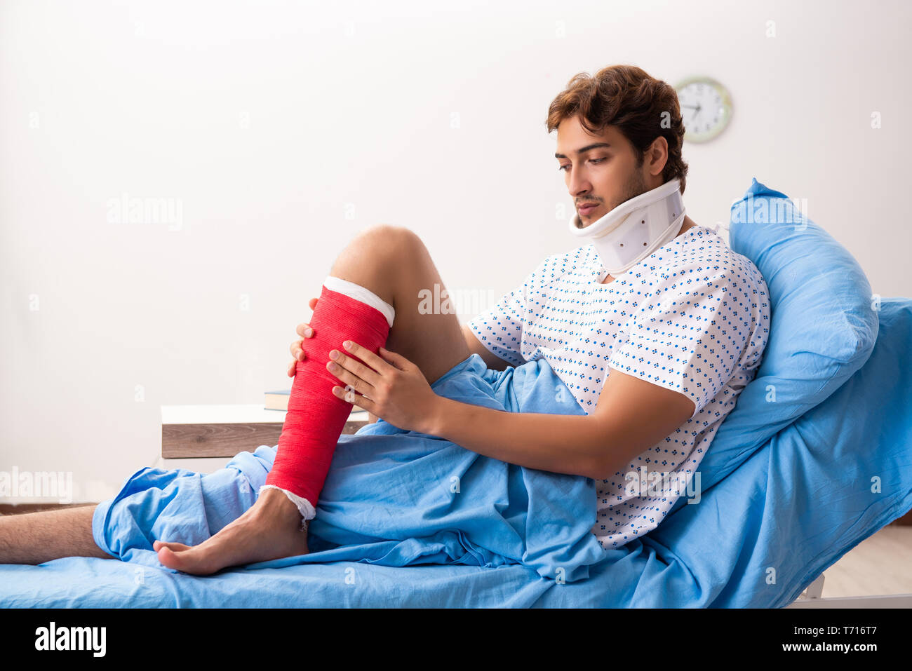 Injured Man Waiting Treatment In The Hospital Stock Photo Alamy