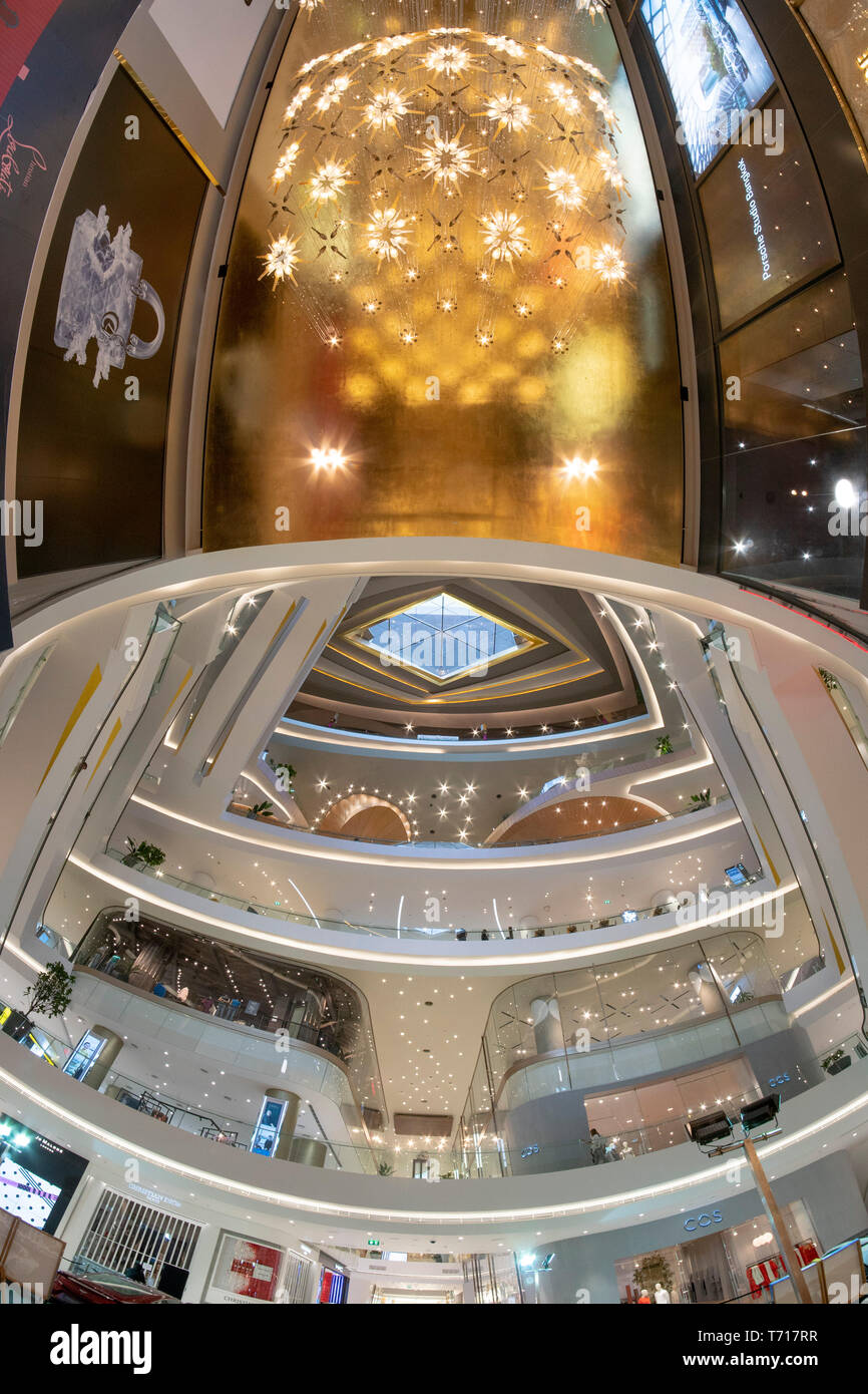 Interieur of Icon Siam mall, shopping mall , fountain, Bangkok