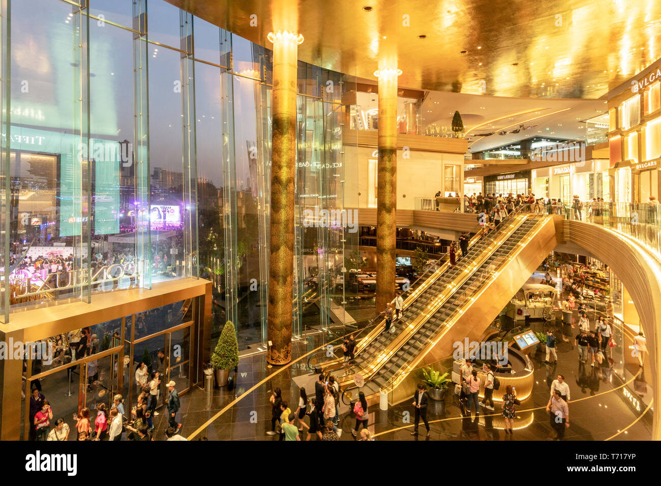 Interieur of Icon Siam mall, shopping mall , fountain, Bangkok