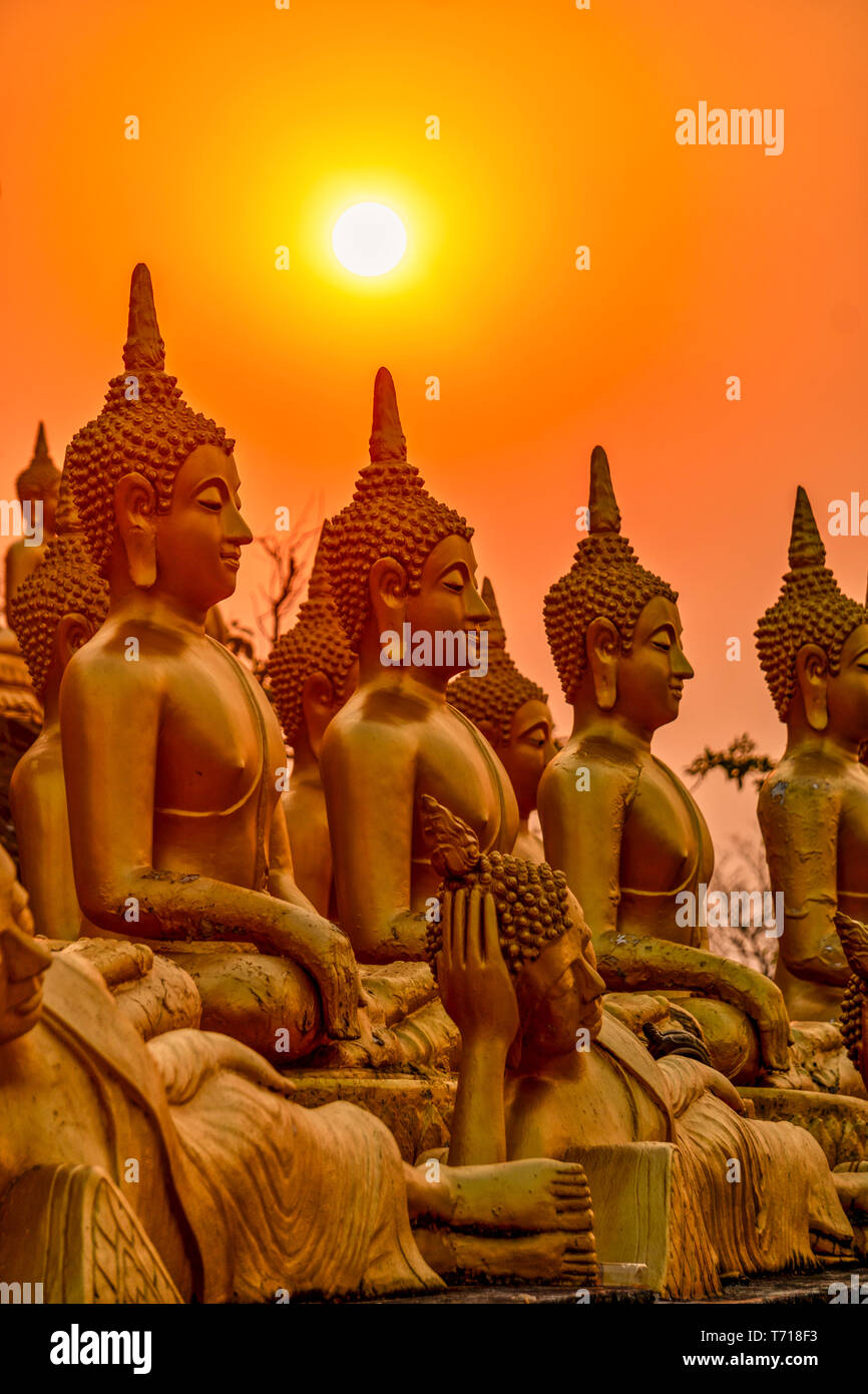 Golden Buddha Statues , Wat Phu Salao, Pakse, Laos, Indochina