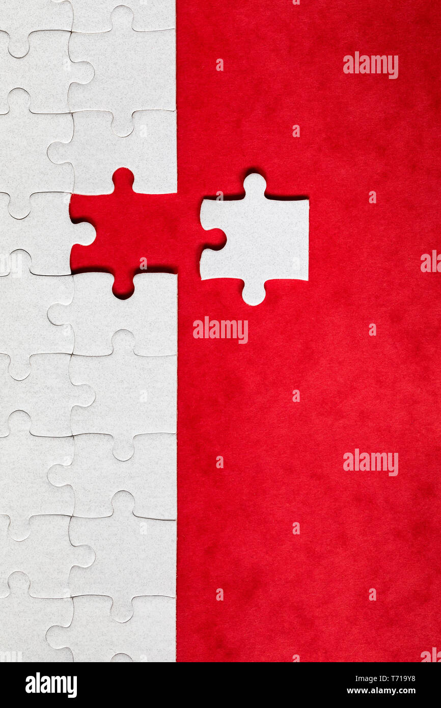 Jigsaw puzzle with missing piece. Missing puzzle pieces. Concept image