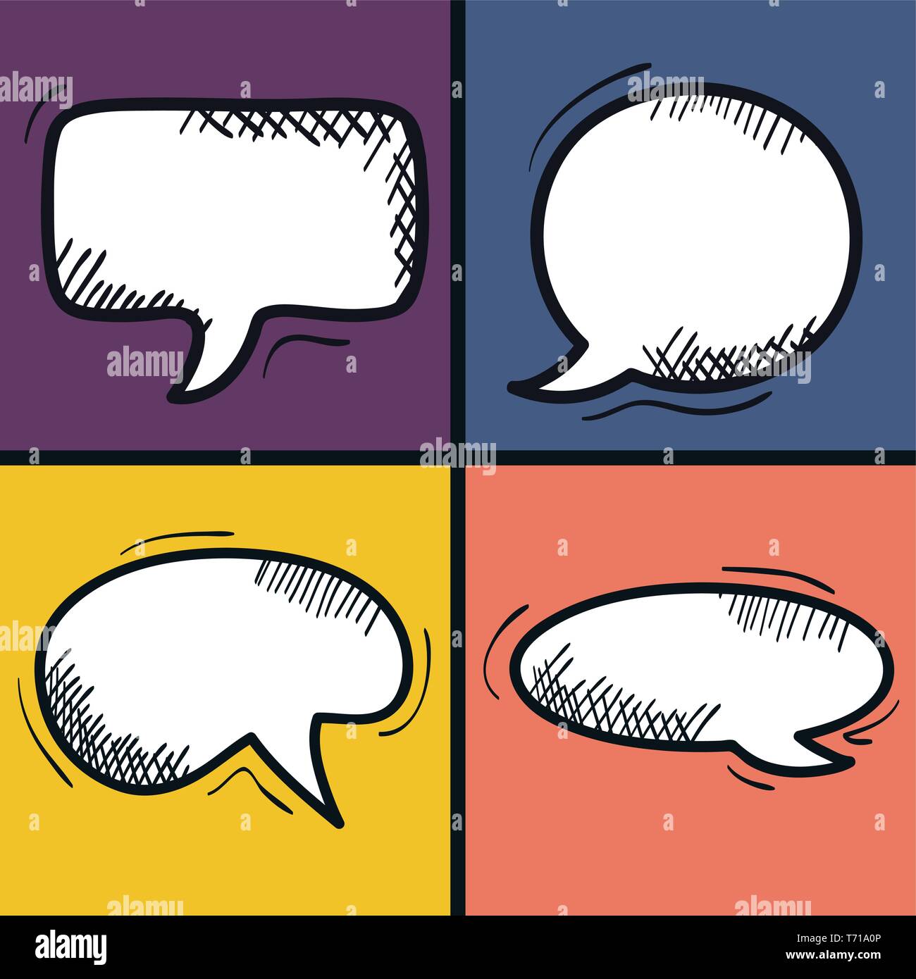 set of speech bubbles drawn vector illustration design Stock Vector ...
