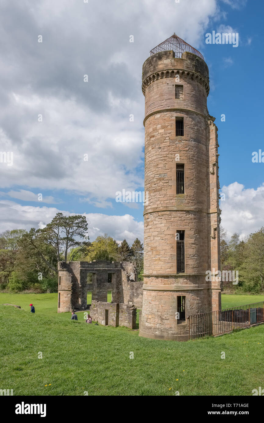 Ancient Ruins at Eglinton Castle  Irvine North Ayrshire Scotland at the start of summer a popular local attraction in Scotland Stock Photo