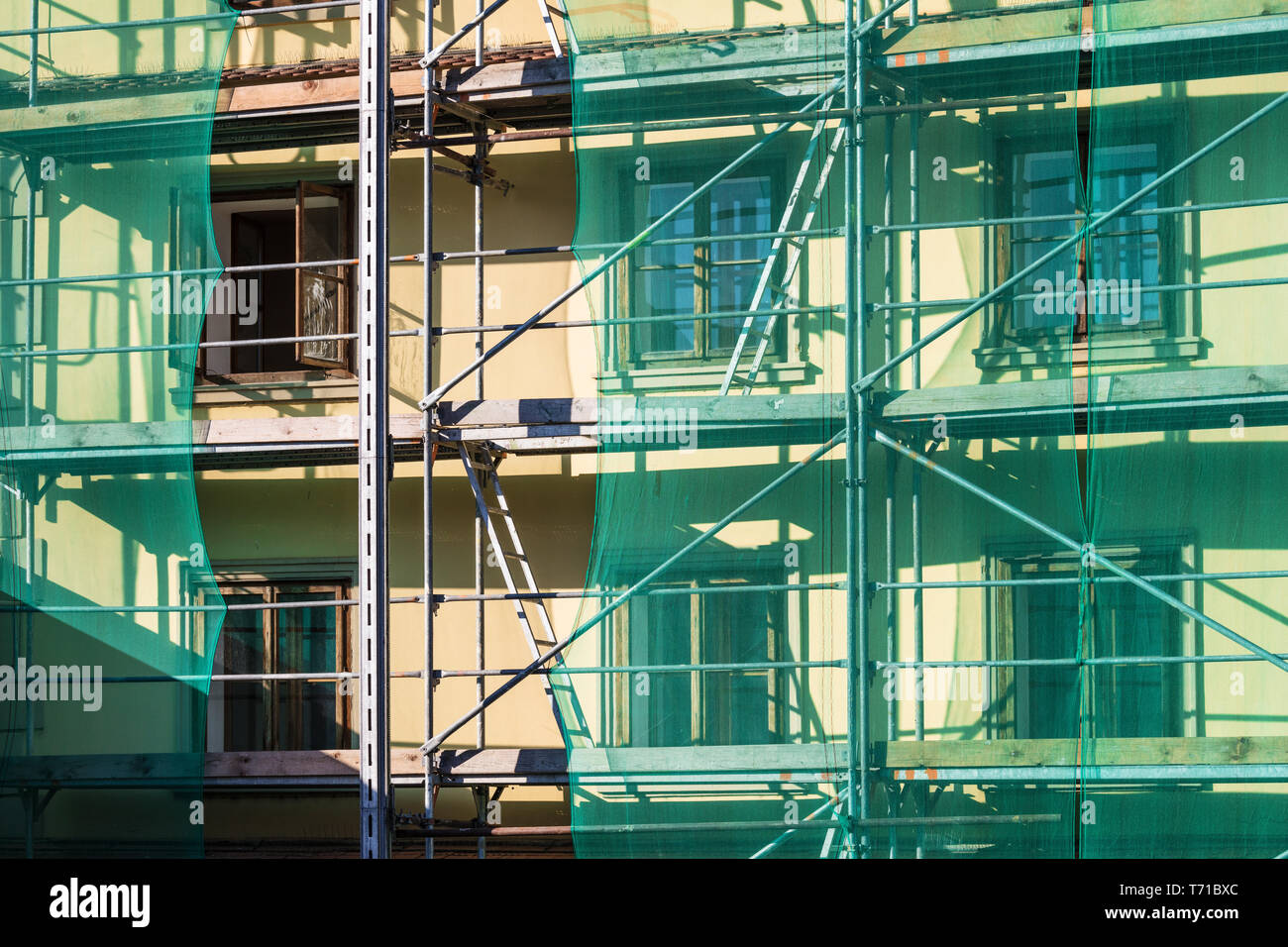 building facade renovation, house reconstruction Stock Photo