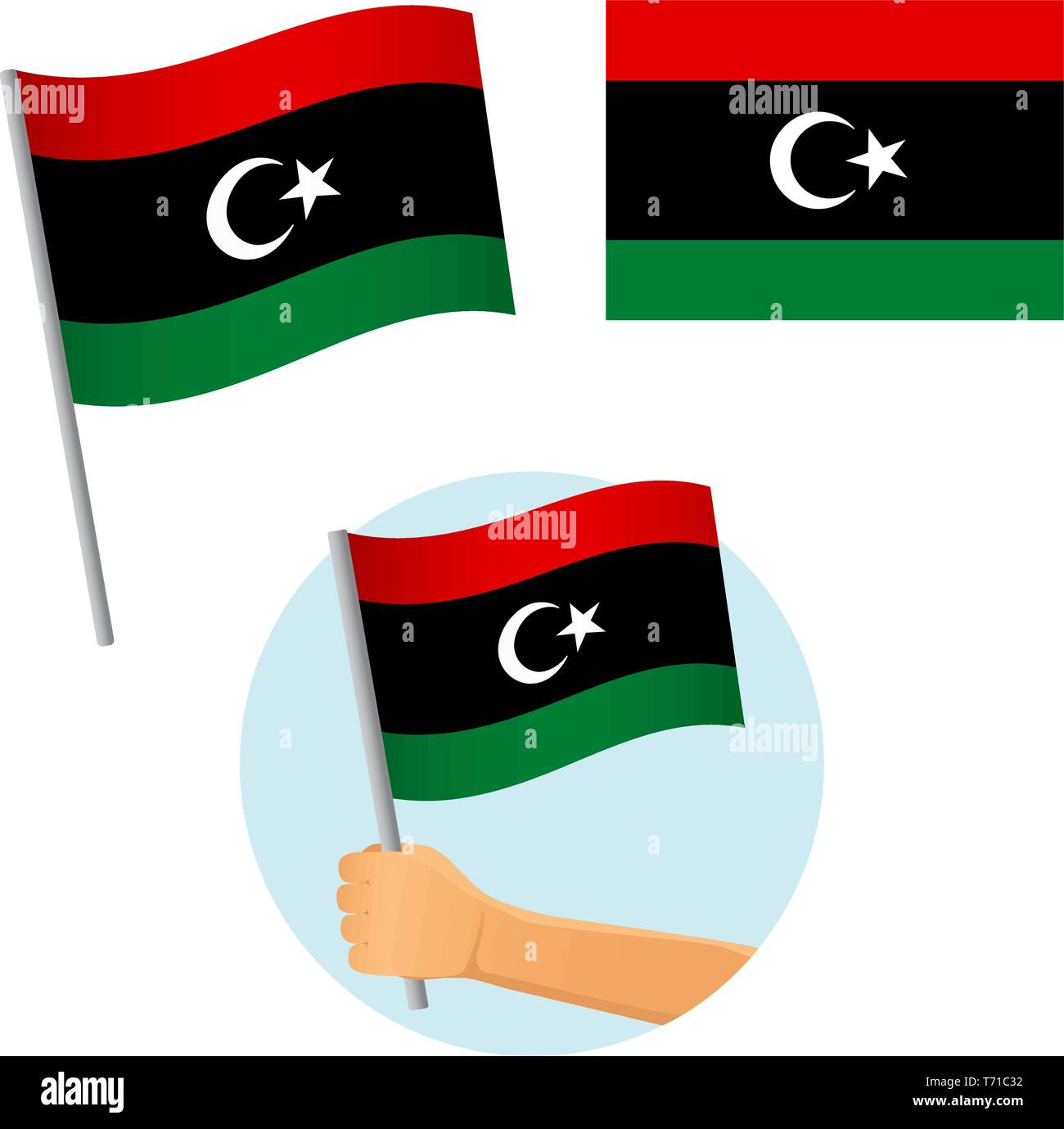 libya flag in hand. Patriotic background. National flag of libya vector ...