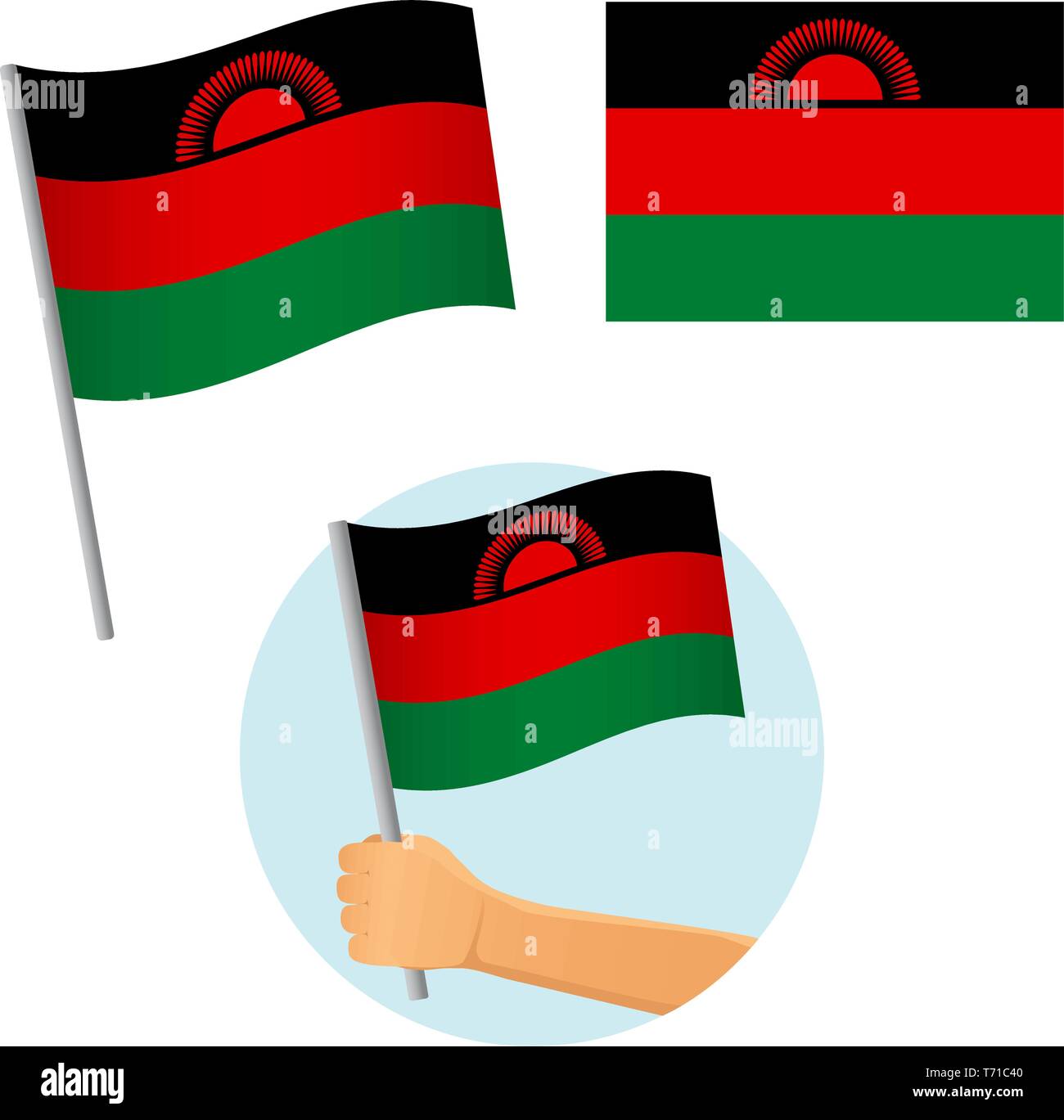 Malawi flag in hand. Patriotic background. National flag of Malawi ...